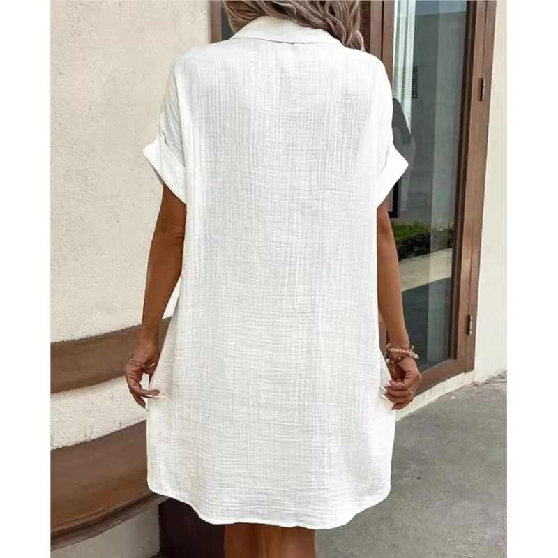 Bonvive | Casual Linen Shirt Dress with Pockets – For Women 