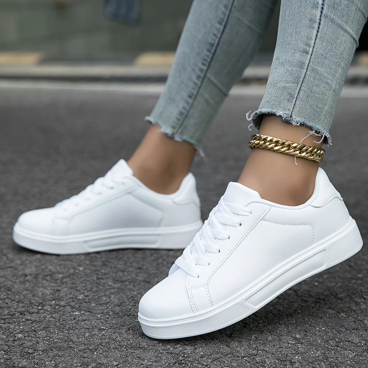Bonvive | Women's Casual Shoes, Solid Color Low Top Sneakers with Anti-Slip