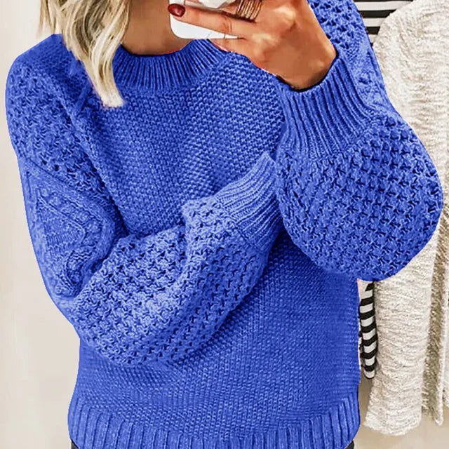 Women's Oversized Knitted Sweater – Warm Long Sleeves, Comfortable Loose Fit for Fall &amp; Winter