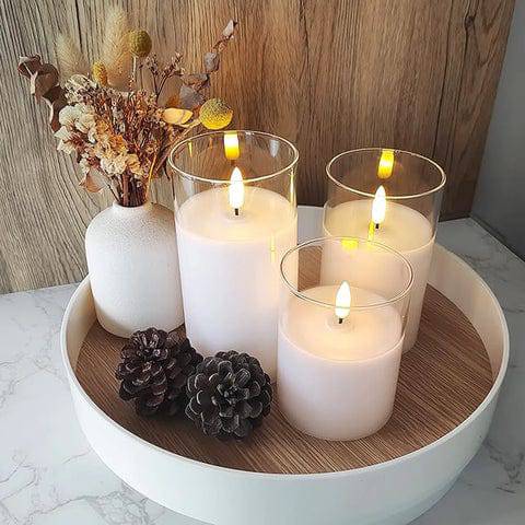 Bonvive | Realistic Flameless Candle Set - Atmospheric Lighting without Flame