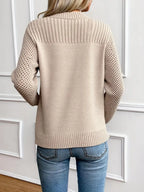 Trendy Cut-Out Knitted Sweater – Minimalist Patchwork Pullover that Perfectly Combines Comfort and Style