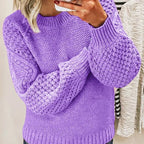 Women's Oversized Knitted Sweater – Warm Long Sleeves, Comfortable Loose Fit for Fall &amp; Winter