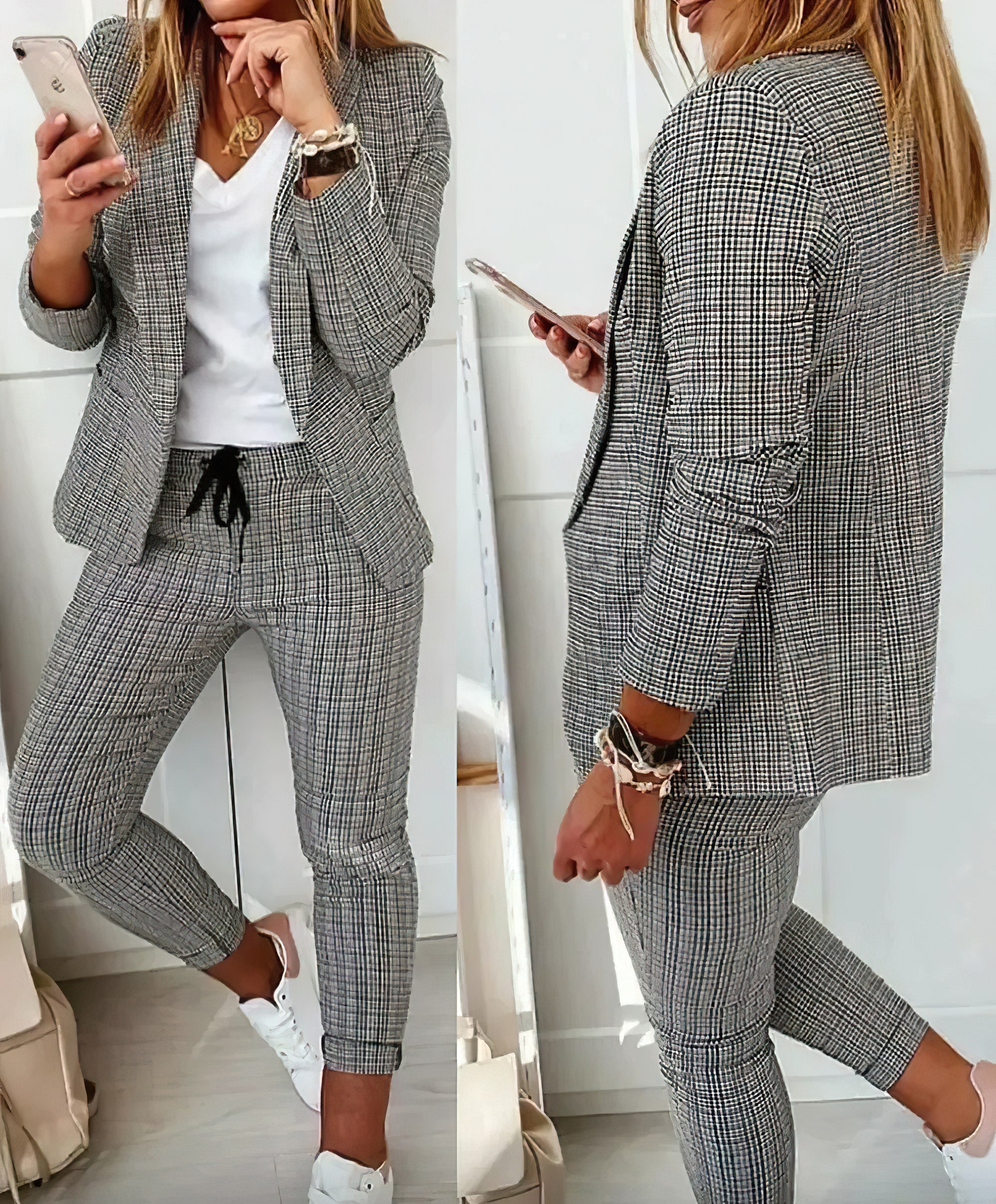 Bonvive | 2-Piece Checked Blazer Set Women